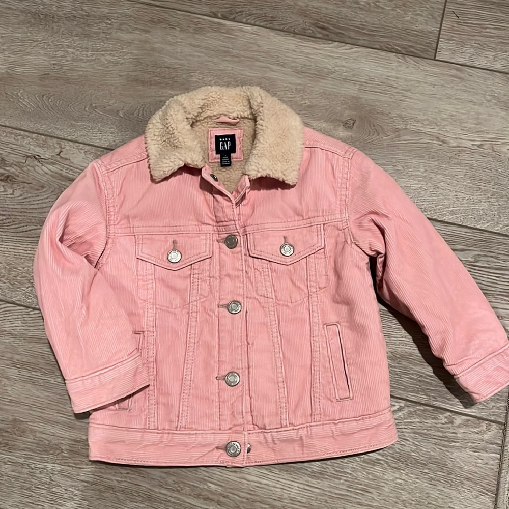 NWOT GAP corduroy Sherpa lined jacket 3T pink